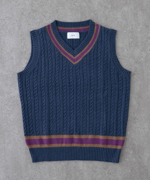 BRICK & SONS(ブリックアンドサンズ)の「チルデンニットベスト(ベスト・メンズ・オフホワイト/ネイビー/ブラウン・M/L/XL)」の14枚目の写真
