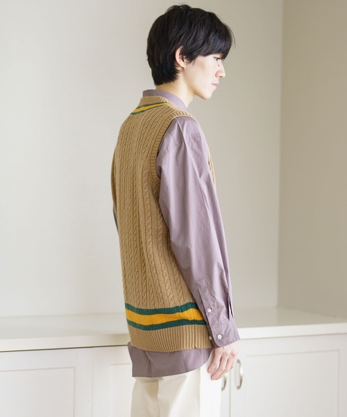 BRICK & SONS(ブリックアンドサンズ)の「チルデンニットベスト(ベスト・メンズ・オフホワイト/ネイビー/ブラウン・M/L/XL)」の18枚目の写真