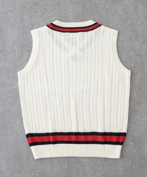 BRICK & SONS(ブリックアンドサンズ)の「チルデンニットベスト(ベスト・メンズ・オフホワイト/ネイビー/ブラウン・M/L/XL)」の5枚目の写真