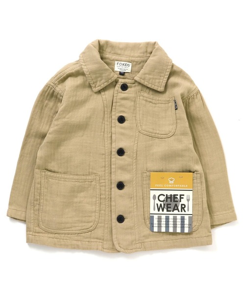 F.O.KIDS（エフオーキッズ）の「F.O.KIDS/エフオーキッズ シェフシャツジャケット（デニムジャケット・キッズ・ネイビー/ブルー系/ワインレッド/レオパード/ベージュ/カーキ・140/130）」の2枚目の写真