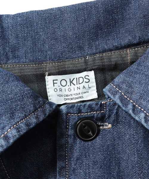 F.O.KIDS（エフオーキッズ）の「F.O.KIDS/エフオーキッズ シェフシャツジャケット（デニムジャケット・キッズ・ネイビー/ブルー系/ワインレッド/レオパード/ベージュ/カーキ・140/130）」の9枚目の写真
