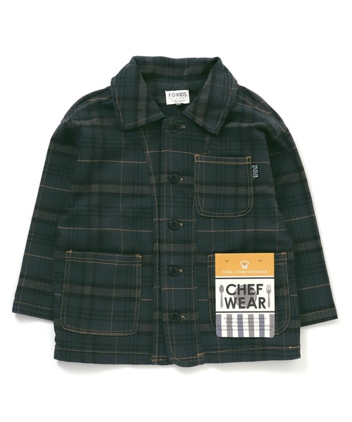 F.O.KIDS（エフオーキッズ）の「F.O.KIDS/エフオーキッズ シェフシャツジャケット（デニムジャケット・キッズ・ネイビー/ブルー系/ワインレッド/レオパード/ベージュ/カーキ・140/130）」の7枚目の写真