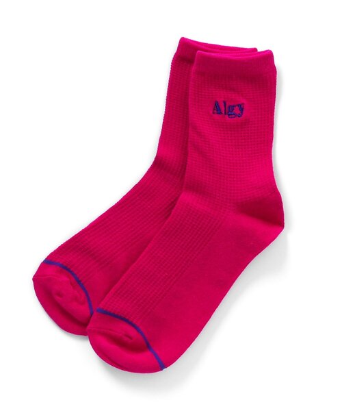 algy(アルジー)の「ワッフルクルーソックス(ソックス/靴下・キッズ・チャコール/ピンク/グリーン・21/24)」の3枚目の写真