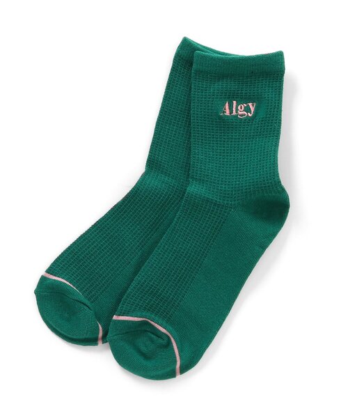 algy(アルジー)の「ワッフルクルーソックス(ソックス/靴下・キッズ・チャコール/ピンク/グリーン・21/24)」の1枚目の写真