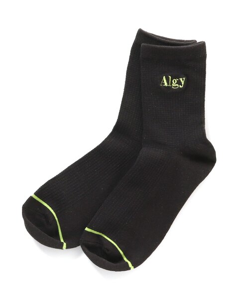 algy(アルジー)の「ワッフルクルーソックス(ソックス/靴下・キッズ・チャコール/ピンク/グリーン・21/24)」の2枚目の写真