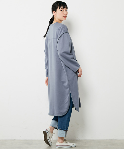 MELROSE claire（メルローズ クレール）の「【ウォーム感のあるノーカラーパイピングコート】（その他アウター・レディース・ブルーグレー/アイボリー/ブラック・FREE）」の18枚目の写真