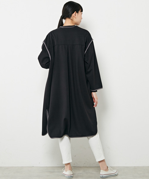 MELROSE claire（メルローズ クレール）の「【ウォーム感のあるノーカラーパイピングコート】（その他アウター・レディース・ブルーグレー/アイボリー/ブラック・FREE）」の10枚目の写真