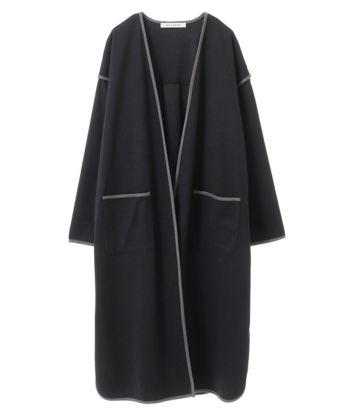 MELROSE claire（メルローズ クレール）の「【ウォーム感のあるノーカラーパイピングコート】（その他アウター・レディース・ブルーグレー/アイボリー/ブラック・FREE）」の8枚目の写真