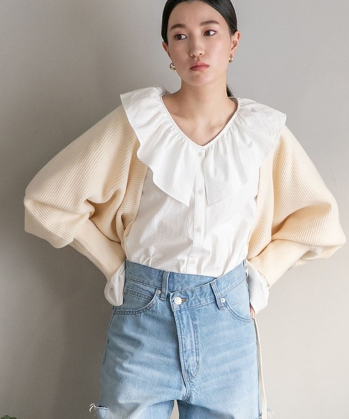 LOWRYS FARM（ローリーズファーム）の「マルチＷＡＹボレロカーデロングスリーブ　183177（カーディガン/ボレロ・レディース・ブルー/アイボリー/オレンジ・FREE）」の2枚目の写真