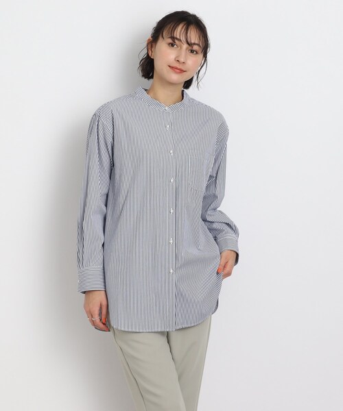 DRESKIP（ドレスキップ）の「◆パール調ボタン バンドカラー ブラウス（シャツ/ブラウス・レディース・ピンク系7/ネイビー系7/ブルー系2/オフホワイト・02/03）」の3枚目の写真