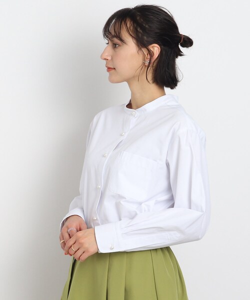 DRESKIP（ドレスキップ）の「◆パール調ボタン バンドカラー ブラウス（シャツ/ブラウス・レディース・ピンク系7/ネイビー系7/ブルー系2/オフホワイト・02/03）」の2枚目の写真