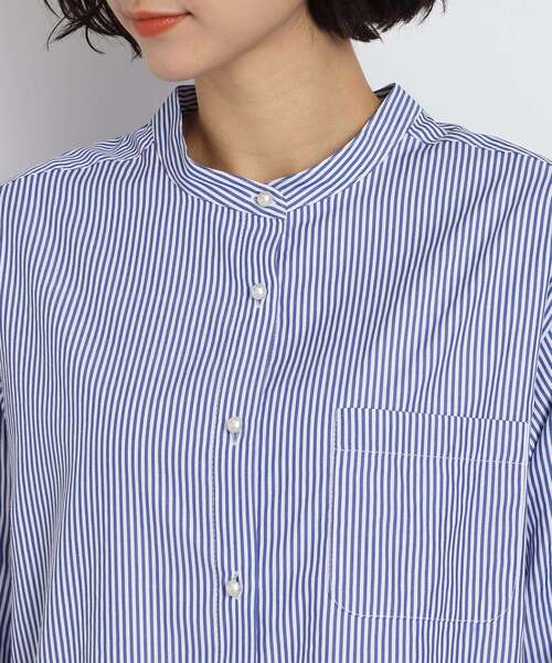 DRESKIP（ドレスキップ）の「◆パール調ボタン バンドカラー ブラウス（シャツ/ブラウス・レディース・ピンク系7/ネイビー系7/ブルー系2/オフホワイト・02/03）」の8枚目の写真