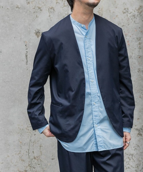 URBAN RESEARCH ROSSO MEN（アーバンリサーチロッソメン）の「『XLサイズあり』丸井織物ノーカラージャケット（テーラードジャケット・メンズ・ブラック/ネイビー・LARGE/MEDIUM/X-LARGE）」の2枚目の写真