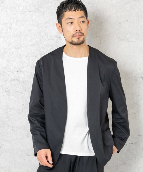 URBAN RESEARCH ROSSO MEN（アーバンリサーチロッソメン）の「『XLサイズあり』丸井織物ノーカラージャケット（テーラードジャケット・メンズ・ブラック/ネイビー・LARGE/MEDIUM/X-LARGE）」の9枚目の写真