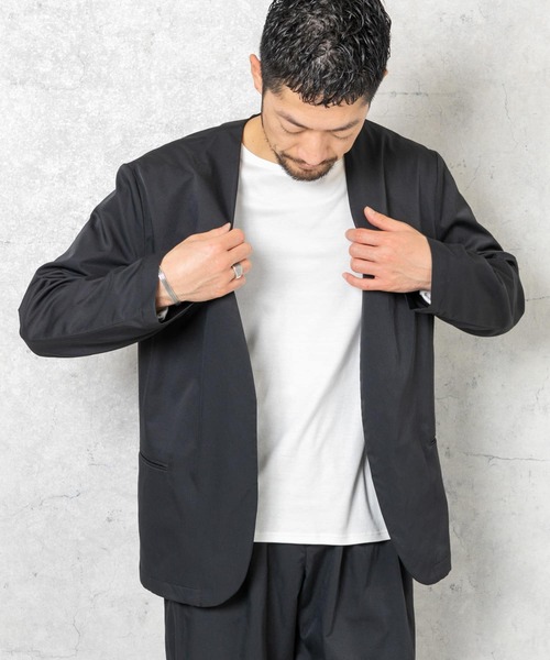 URBAN RESEARCH ROSSO MEN（アーバンリサーチロッソメン）の「『XLサイズあり』丸井織物ノーカラージャケット（テーラードジャケット・メンズ・ブラック/ネイビー・LARGE/MEDIUM/X-LARGE）」の13枚目の写真