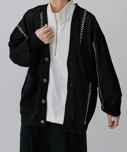 Lui's（ルイス）の「ステッチ刺繍カーディガン（カーディガン/ボレロ・メンズ・オフホワイト/ブラック/オレンジ・S/M）」の14枚目の写真