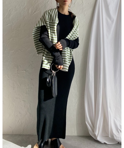 She's Closet(シーズクローゼット)の「ビッグシルエット深Vネックボーダー長袖プルオーバースポンディッシュニット(ニット/セーター・レディース・オフホワイト/ピンク/グリーン・FREE)」の19枚目の写真