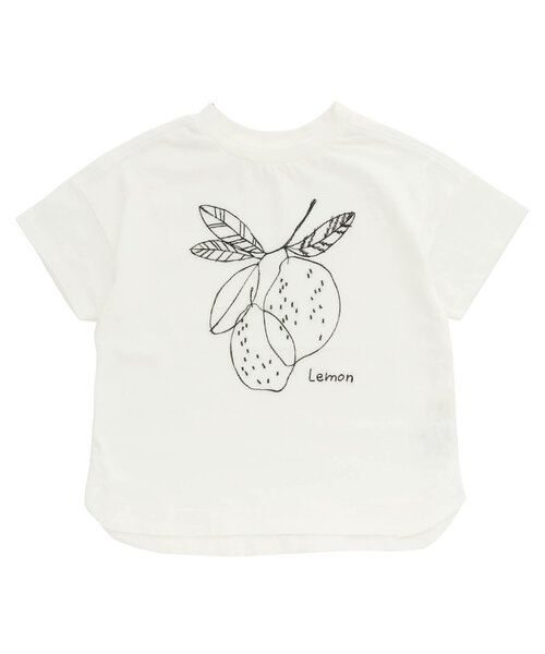 Ampersand（アンパサンド）の「【premier】グラフィック刺繍サイドスリットTシャツ（Tシャツ/カットソー・キッズ・ベージュ/グレー/オフホワイト・70/80/110/130/90/120/100/140）」の2枚目の写真