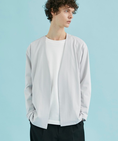 CITY TOKYO（シティトウキョウ）の「サマージャージーリラックスカーディガン│セットアップ対応（カーディガン/ボレロ・メンズ・ライトグレー/ダークブラウン/ブラック・1/2/3）」の17枚目の写真