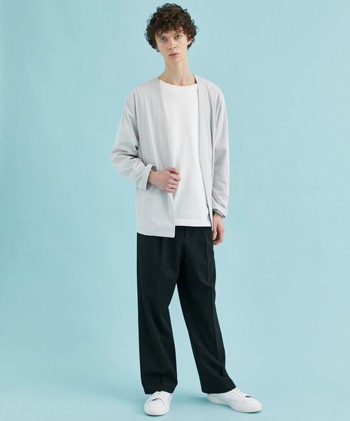 CITY TOKYO（シティトウキョウ）の「サマージャージーリラックスカーディガン│セットアップ対応（カーディガン/ボレロ・メンズ・ライトグレー/ダークブラウン/ブラック・1/2/3）」の5枚目の写真