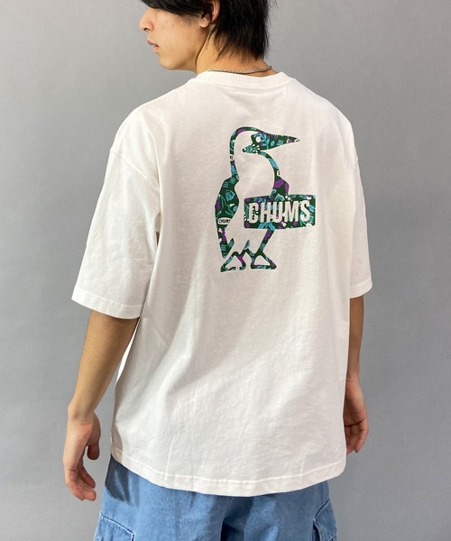 CHUMS(チャムス)の「CHUMS/チャムス オーバーサイズ フラワーブービーロゴ コラボTシャツ/バックプリントTシャツ/半袖Tシャツ CH01-2200(Tシャツ/カットソー・メンズ・ブラック/ホワイト・XL/M/L)」の16枚目の写真