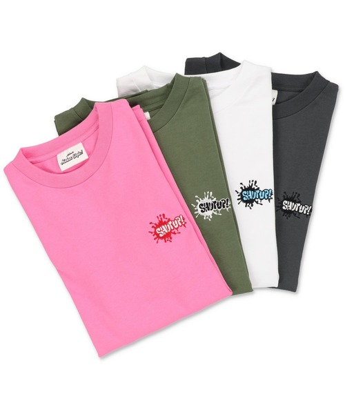 SPINNS（スピンズ）の「【ビッグシルエット】SHUT UPワンポイントロゴ Tシャツ（Tシャツ/カットソー・メンズ・ピンク系その他/カーキ/ホワイト/スミクロ/アッシュグレー・ONESIZE）」の17枚目の写真