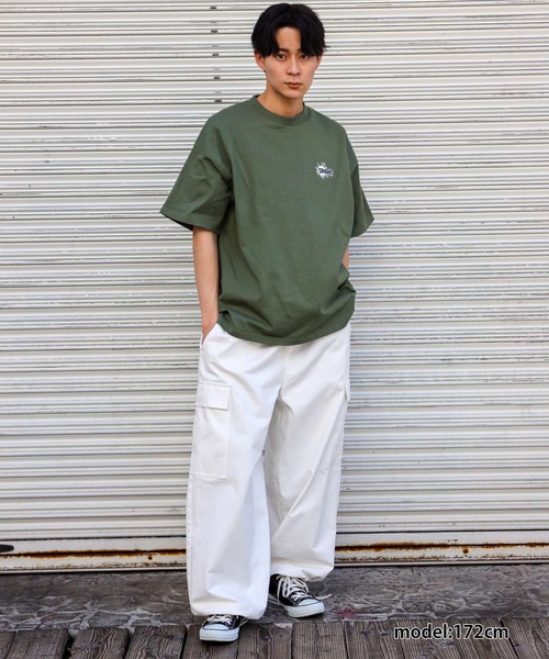 SPINNS（スピンズ）の「【ビッグシルエット】SHUT UPワンポイントロゴ Tシャツ（Tシャツ/カットソー・メンズ・ピンク系その他/カーキ/ホワイト/スミクロ/アッシュグレー・ONESIZE）」の12枚目の写真