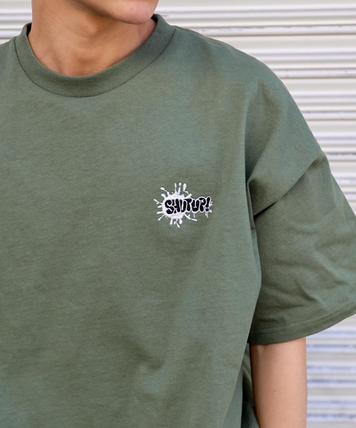 SPINNS（スピンズ）の「【ビッグシルエット】SHUT UPワンポイントロゴ Tシャツ（Tシャツ/カットソー・メンズ・ピンク系その他/カーキ/ホワイト/スミクロ/アッシュグレー・ONESIZE）」の10枚目の写真