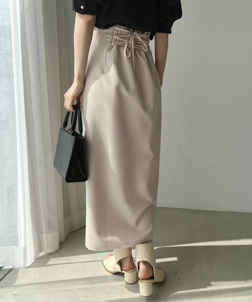 one after another NICE CLAUP（ワンアフターアナザーナイスクラップ）の「バックレースアップスリットスカート（スカート・レディース・ブラック/ブルー/ブルー系その他/アイボリー・FREE）」の12枚目の写真