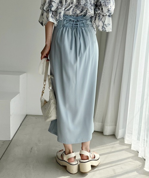 one after another NICE CLAUP（ワンアフターアナザーナイスクラップ）の「バックレースアップスリットスカート（スカート・レディース・ブラック/ブルー/ブルー系その他/アイボリー・FREE）」の20枚目の写真