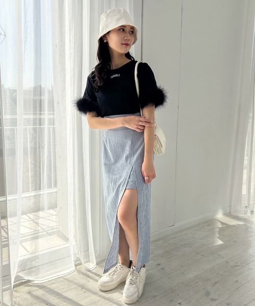 one after another NICE CLAUP（ワンアフターアナザーナイスクラップ）の「バックレースアップスリットスカート（スカート・レディース・ブラック/ブルー/ブルー系その他/アイボリー・FREE）」の22枚目の写真