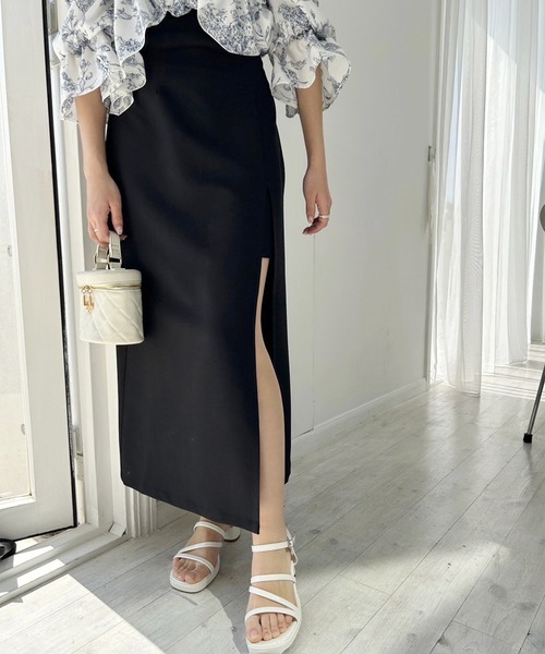 one after another NICE CLAUP（ワンアフターアナザーナイスクラップ）の「バックレースアップスリットスカート（スカート・レディース・ブラック/ブルー/ブルー系その他/アイボリー・FREE）」の17枚目の写真