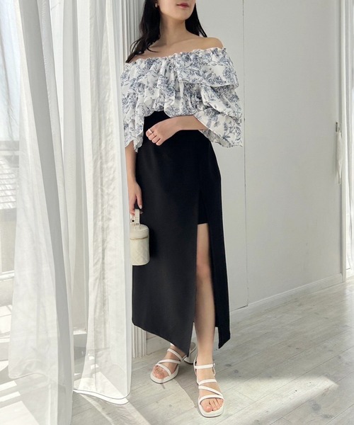 one after another NICE CLAUP（ワンアフターアナザーナイスクラップ）の「バックレースアップスリットスカート（スカート・レディース・ブラック/ブルー/ブルー系その他/アイボリー・FREE）」の14枚目の写真