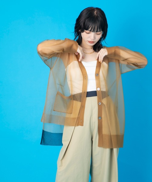 Eimee Law（エイミーロウ）の「アシメシアーニットカーディガン（カーディガン/ボレロ・レディース・キャメル/ピンク/アイボリー/ブラック・38）」の20枚目の写真