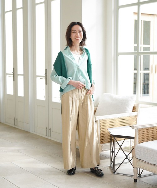 Elura（エルーラ）の「リネンブレンド冷感シャツ（シャツ/ブラウス・レディース・グリーン系その他/ライトピンク/ベージュ/ライトブルー・SMALL/LARGE/MEDIUM/X-LARGE）」の8枚目の写真