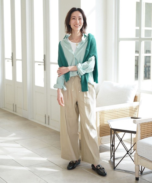 Elura（エルーラ）の「リネンブレンド冷感シャツ（シャツ/ブラウス・レディース・グリーン系その他/ライトピンク/ベージュ/ライトブルー・SMALL/LARGE/MEDIUM/X-LARGE）」の9枚目の写真