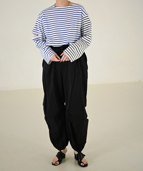 Marient（マリエント）の「配色ボーダースリットTEE（Tシャツ/カットソー・レディース・ブラック/ブルー・FREE）」の9枚目の写真