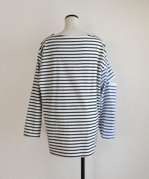 Marient（マリエント）の「配色ボーダースリットTEE（Tシャツ/カットソー・レディース・ブラック/ブルー・FREE）」の14枚目の写真