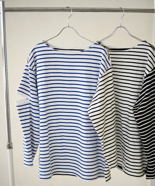 Marient（マリエント）の「配色ボーダースリットTEE（Tシャツ/カットソー・レディース・ブラック/ブルー・FREE）」の10枚目の写真