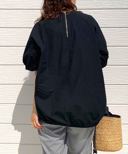 Q（キュー）の「シルケットコットンプルオーバー（Tシャツ/カットソー・レディース・ネイビー/アイボリー/ブラック・MEDIUM）」の9枚目の写真