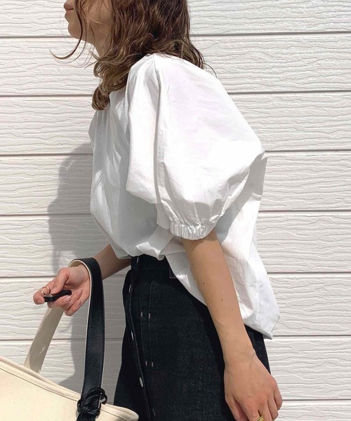 Q（キュー）の「シルケットコットンプルオーバー（Tシャツ/カットソー・レディース・ネイビー/アイボリー/ブラック・MEDIUM）」の12枚目の写真