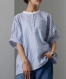 Soiunique | バンドカラーストライプドルマンブラウス ［Soiunique］(シャツ/ブラウス)