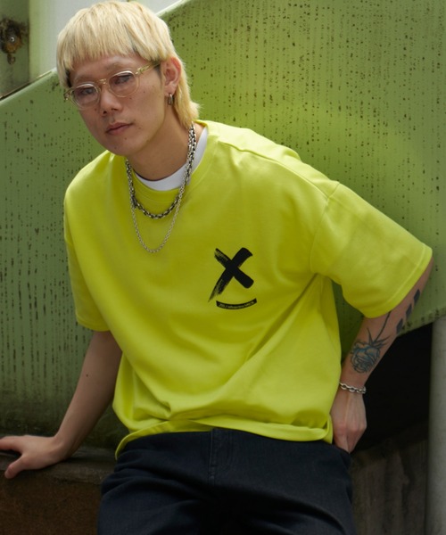 NO NEED（ノーニード）の「Xマーク ビッグシルエット バックプリント カラーTシャツ（Tシャツ/カットソー・メンズ・ホワイト/ブラック/ピンク/イエロー・ﾌﾘ-）」の13枚目の写真