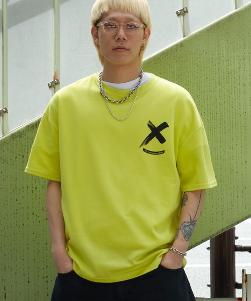 NO NEED（ノーニード）の「Xマーク ビッグシルエット バックプリント カラーTシャツ（Tシャツ/カットソー・メンズ・ホワイト/ブラック/ピンク/イエロー・ﾌﾘ-）」の15枚目の写真