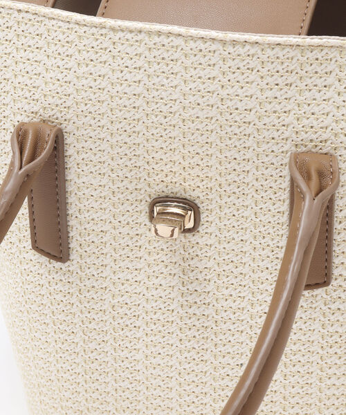NOLLEY’S（ノーリーズ）の「ヒネリふた付きかごトートバッグ（かごバッグ・レディース・ブラック/ベージュ系その他3・FREE）」の8枚目の写真