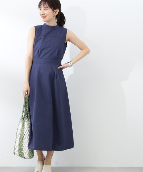 N.（N. Natural Beauty Basic）（エヌエヌナチュラルビューティーベーシック）の「【S Size Line】◆スタンドネックフレアワンピース（ワンピース・レディース・ネイビー/チェック/マスタード・SMALL/MEDIUM）」の2枚目の写真