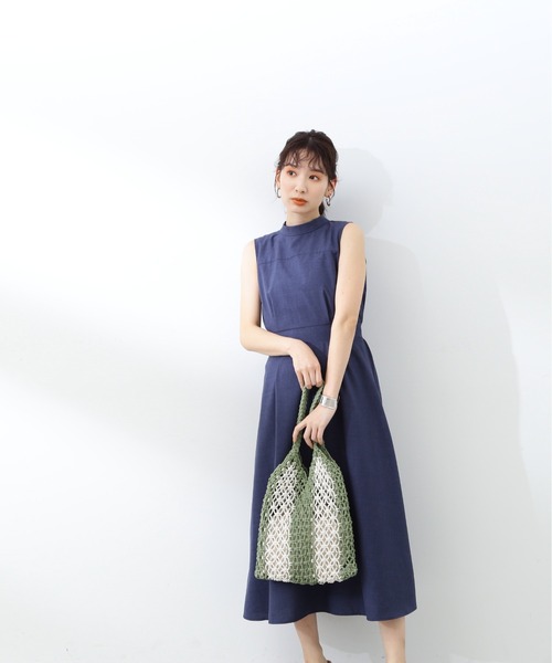 N.（N. Natural Beauty Basic）（エヌエヌナチュラルビューティーベーシック）の「【S Size Line】◆スタンドネックフレアワンピース（ワンピース・レディース・ネイビー/チェック/マスタード・SMALL/MEDIUM）」の10枚目の写真