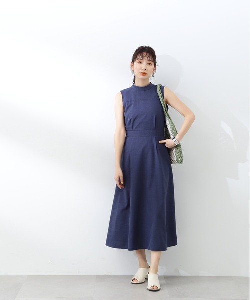 N.（N. Natural Beauty Basic）（エヌエヌナチュラルビューティーベーシック）の「【S Size Line】◆スタンドネックフレアワンピース（ワンピース・レディース・ネイビー/チェック/マスタード・SMALL/MEDIUM）」の20枚目の写真