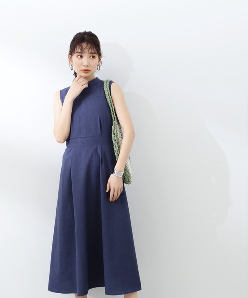 N.（N. Natural Beauty Basic）（エヌエヌナチュラルビューティーベーシック）の「【S Size Line】◆スタンドネックフレアワンピース（ワンピース・レディース・ネイビー/チェック/マスタード・SMALL/MEDIUM）」の18枚目の写真