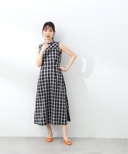 N.（N. Natural Beauty Basic）（エヌエヌナチュラルビューティーベーシック）の「【S Size Line】◆スタンドネックフレアワンピース（ワンピース・レディース・ネイビー/チェック/マスタード・SMALL/MEDIUM）」の13枚目の写真